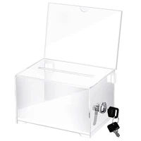 Acrylic Donation Box with Lock Raffle Box with Sign Holder Ballot Suggestion Box for Fundraising Donation Voting 1