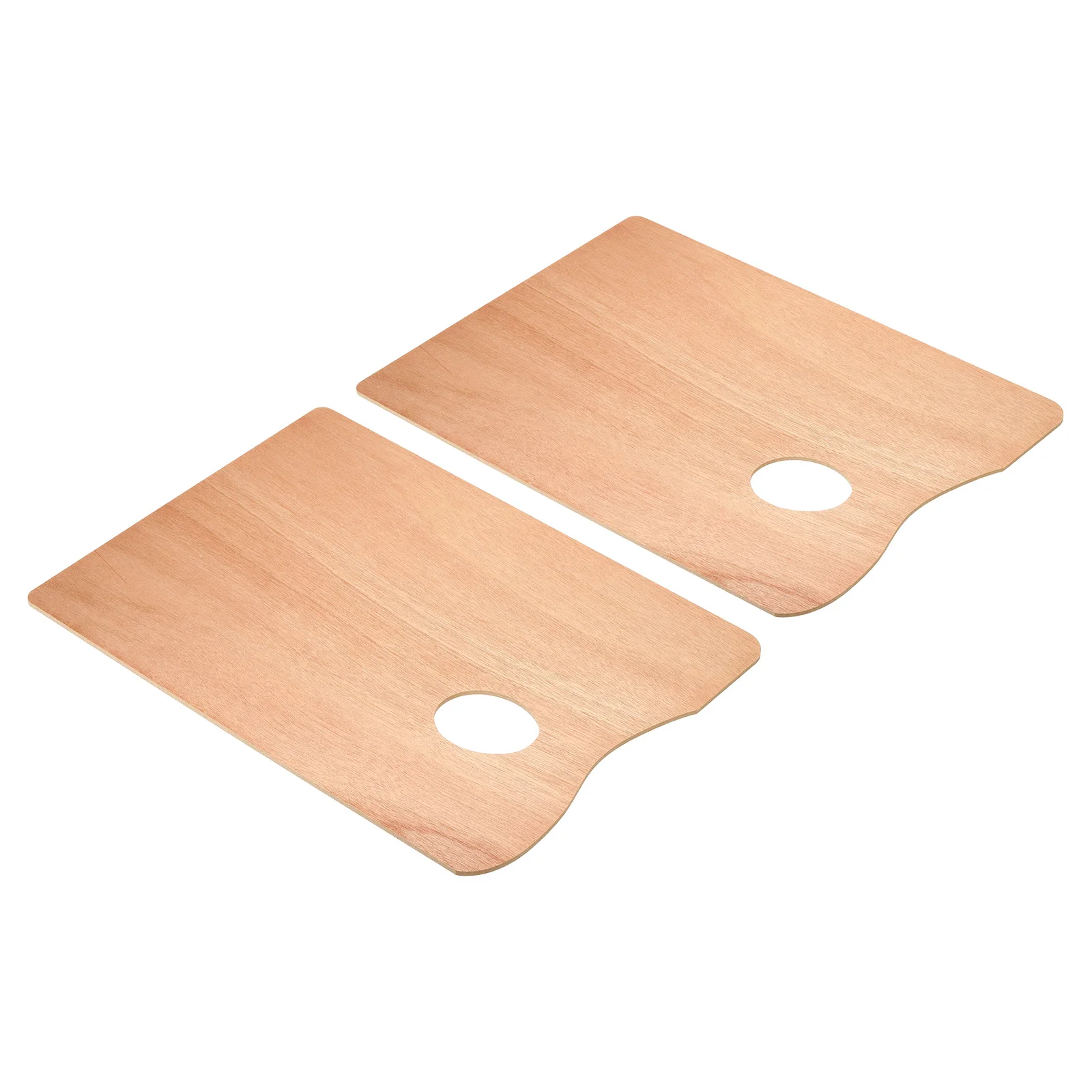 Wooden Paint Palette with Thumb Hole Wood Painting Palette Color Mixing Oval Square Oil Paint Tray Watercolor Pallet 2Pc