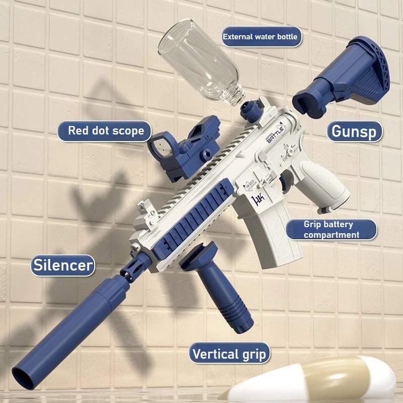 Vodní pistole M416 Plně automatické střílečky Letní Vodní pistole M416 Bojová pláž Venkovní zábava Hračky pro děti a dospělé