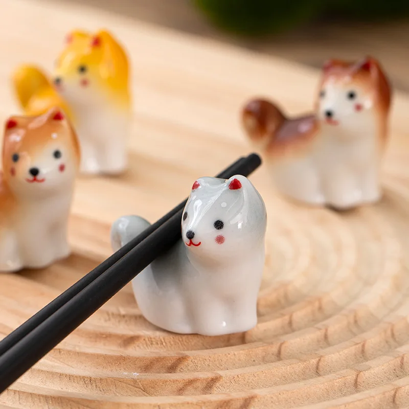 SHIDOW Set 6 Supporti Per Bacchette In Ceramica Giapponese - Forma Di Gufo, Fatti A Mano, Per Posate, Decorazione Da Tavolo, Regalo Per La Casa