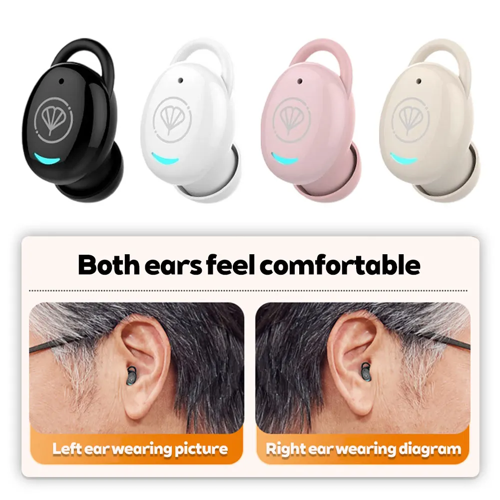 Wireless Bluetooth 5.3 Mini Invisible Hearing Aid Earbuds with Noise Cancelling Features