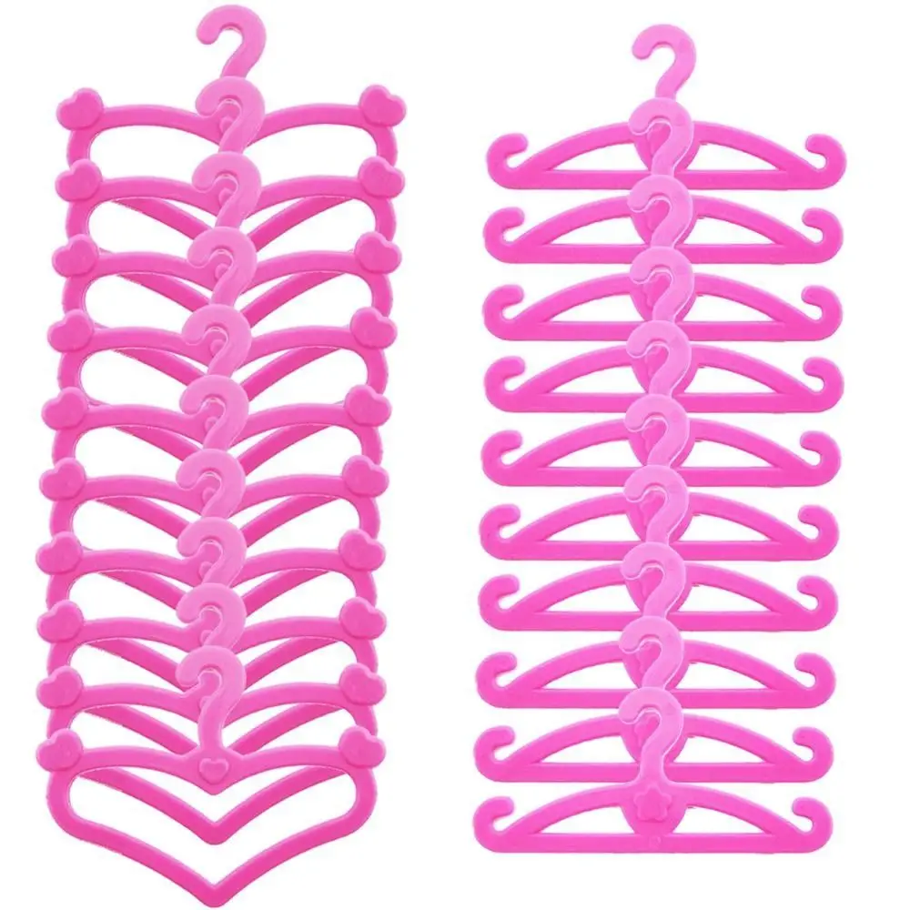 10pcs Quality Pink Color Plastic Heart Shape Hangers Dollhouse Furniture Hangers for Doll Clothes Accessories 6