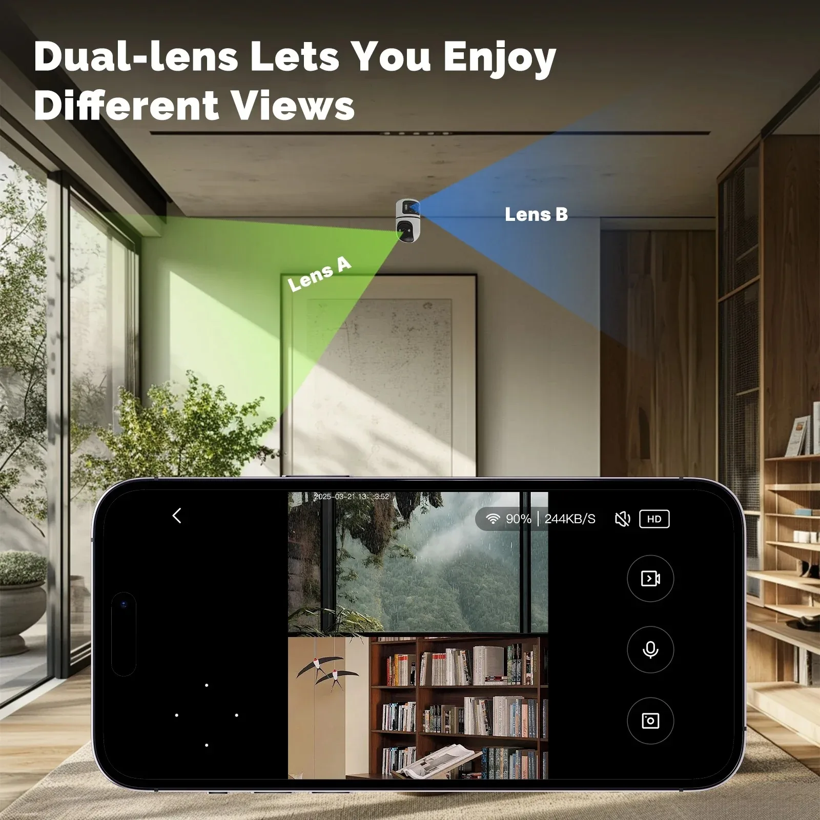4K 8MP WiFi Surveillance Camera Dual Lens with Adjustable Bracket Two-Way Audio Onvif 10X Zoom Security Wireless Surveillance 6