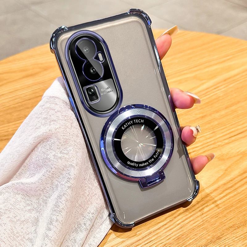 Crystal Clear Shockproof Magnetic Stand Holder with Magsafe - Transparent Plating Case
