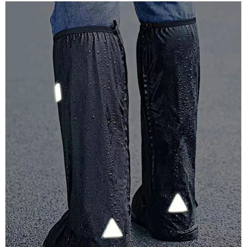 Regenstiefel-Schuhüberzug, schwarz, wasserdicht, mit Reflektor, hohe Oberseite, transparente Schuhe, Staubschutz für Motorrad, Fahrrad, Regenschutz, Herren und Damen – Detail 5