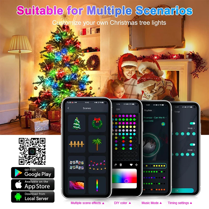 Smart DIY Christmas Tree LED String Lights APP Control Music Sync Fairy  Garland for Navidad Home Room Xmas Decoration Outdoor - AliExpress