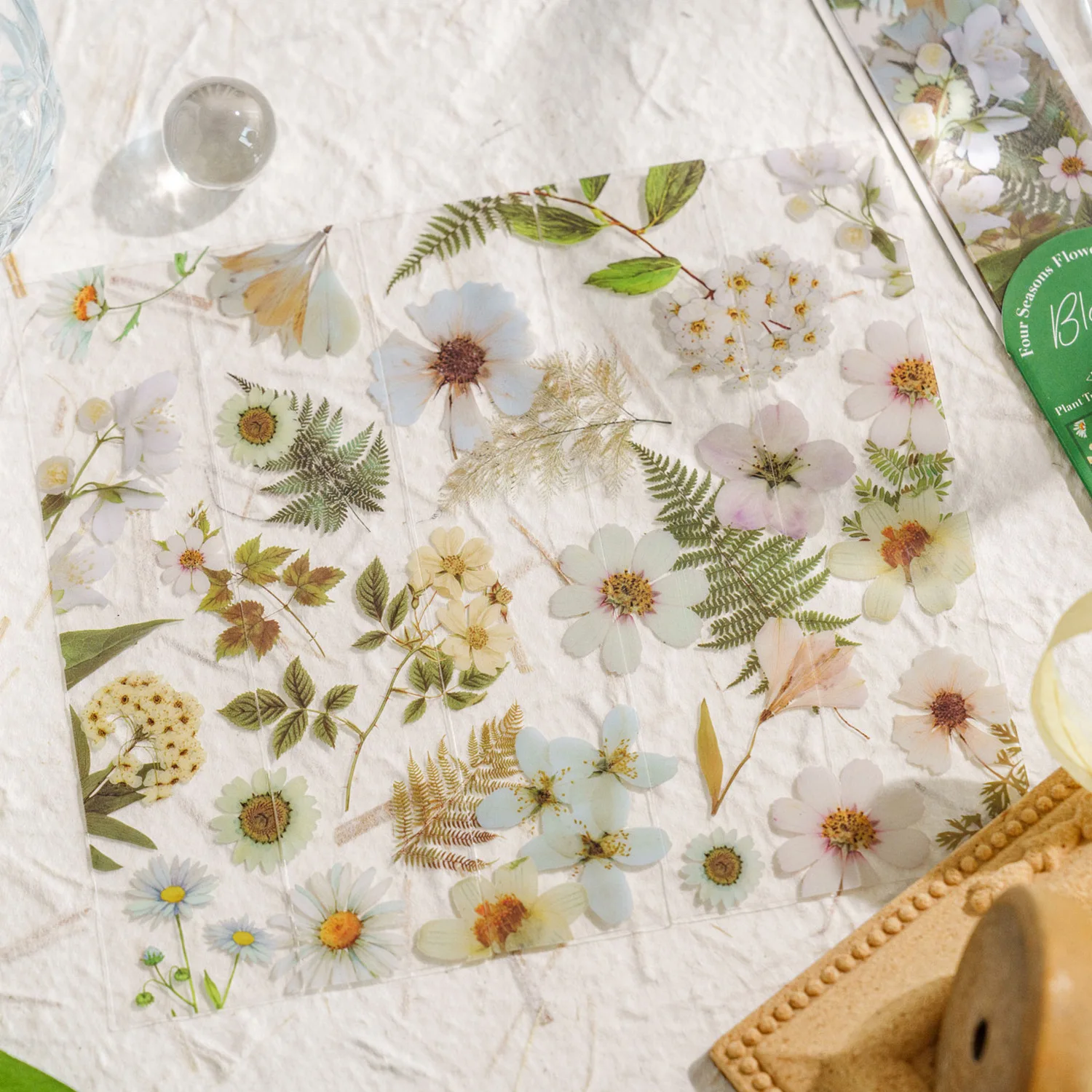 Bookmarks Stationery Supplies 5PCS Four Seasons Flower Travel Series PVC Translucent Retro Reading Book Mark