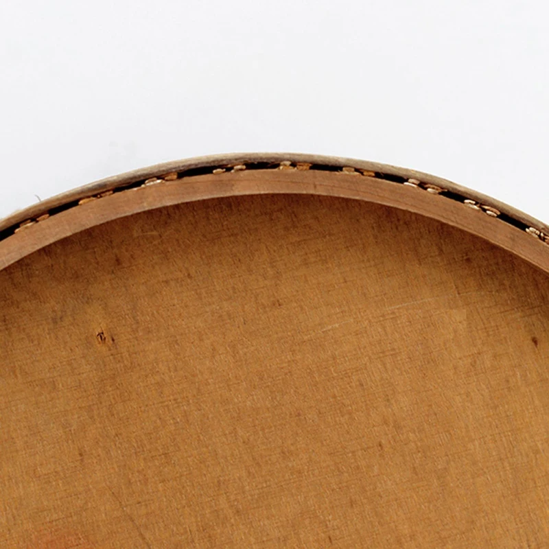 Rattan Woven Storage Basket Room Round Placing Tray for Fruit Bread Breathable Desktop Organizer -Brown 3