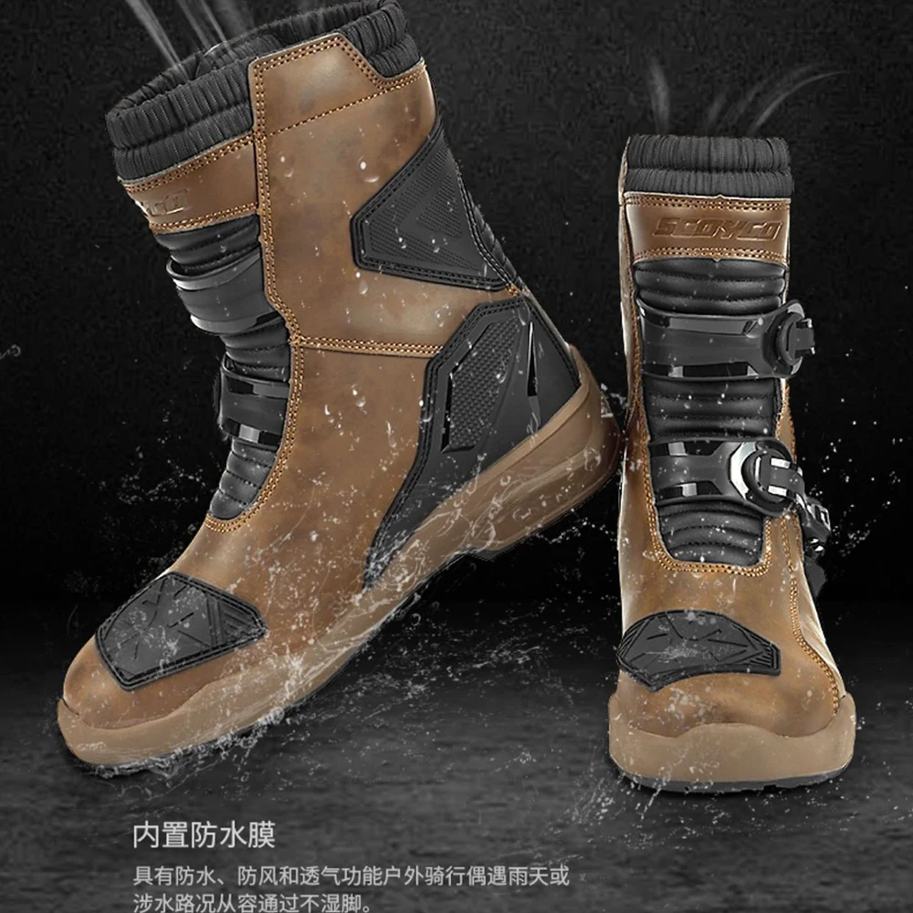 

Anti-slip Motorcycle Boots Waterproof Biker Studded Boot Wear-resistant Motorcycle Protection Equipment Anti-fall Motocross Boot