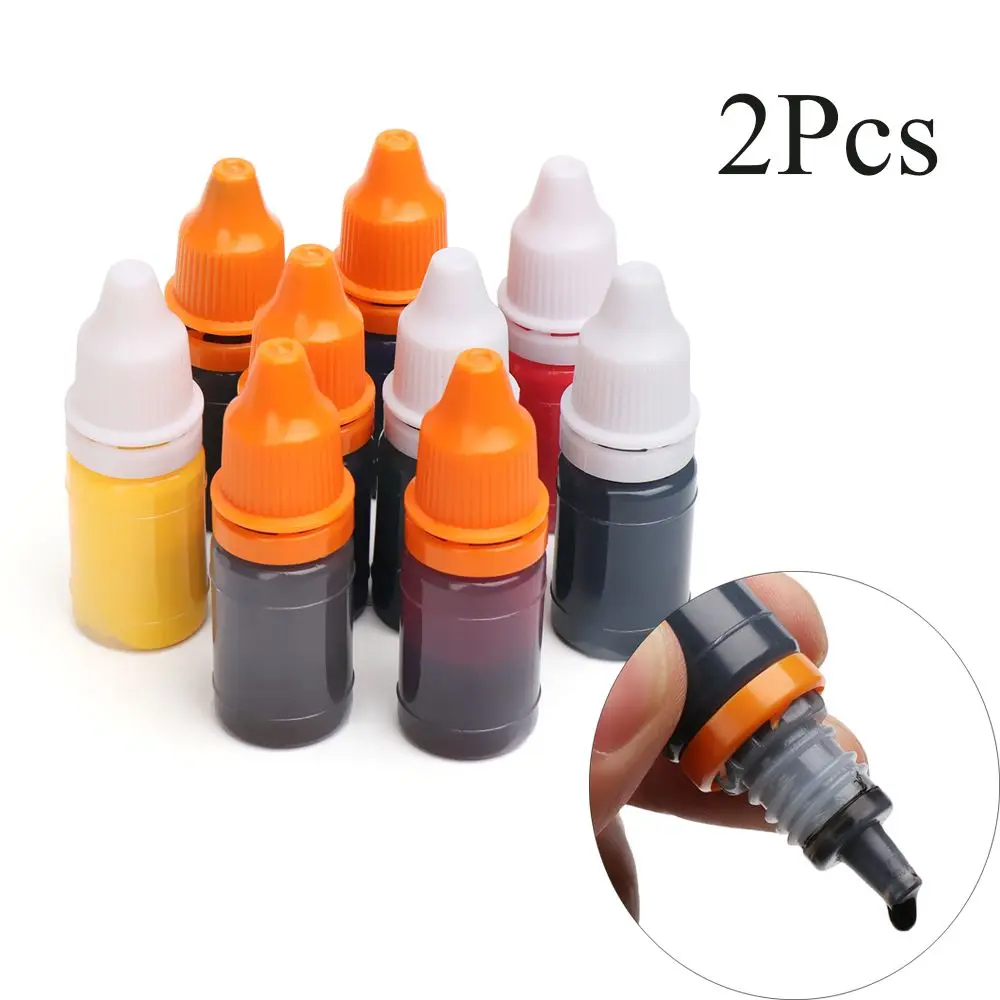 2Pcs 8ml Flash Refill Ink 9 Color Inking Photosensitive Seal Stamp Oil for Wood Paper Wedding Scrapbooking Make Seal Ink
