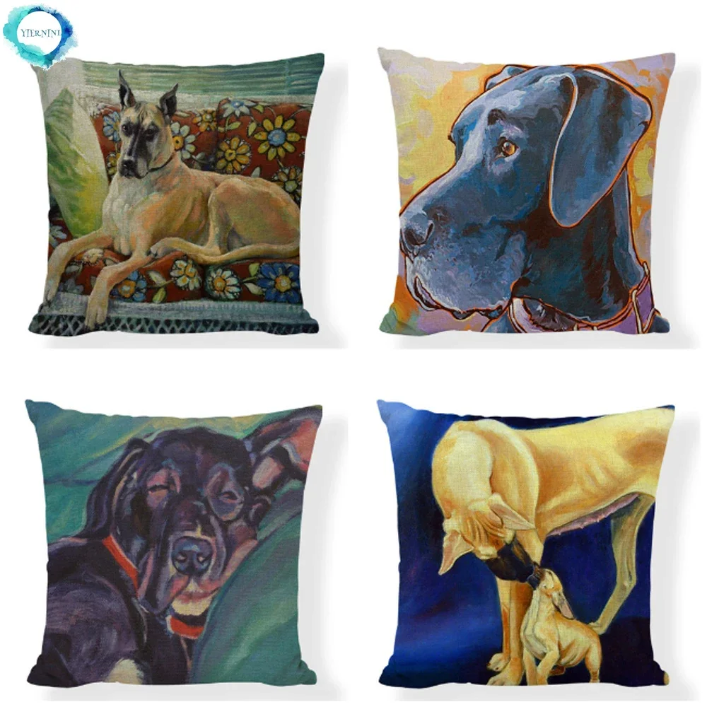 

Собака акварелью Печатный чехол для подушки из хлопка и льна, наволочки для подушек, печатание масла диванных подушек Чехлы декоративные настольные лампы для дом, автомобиль, диван