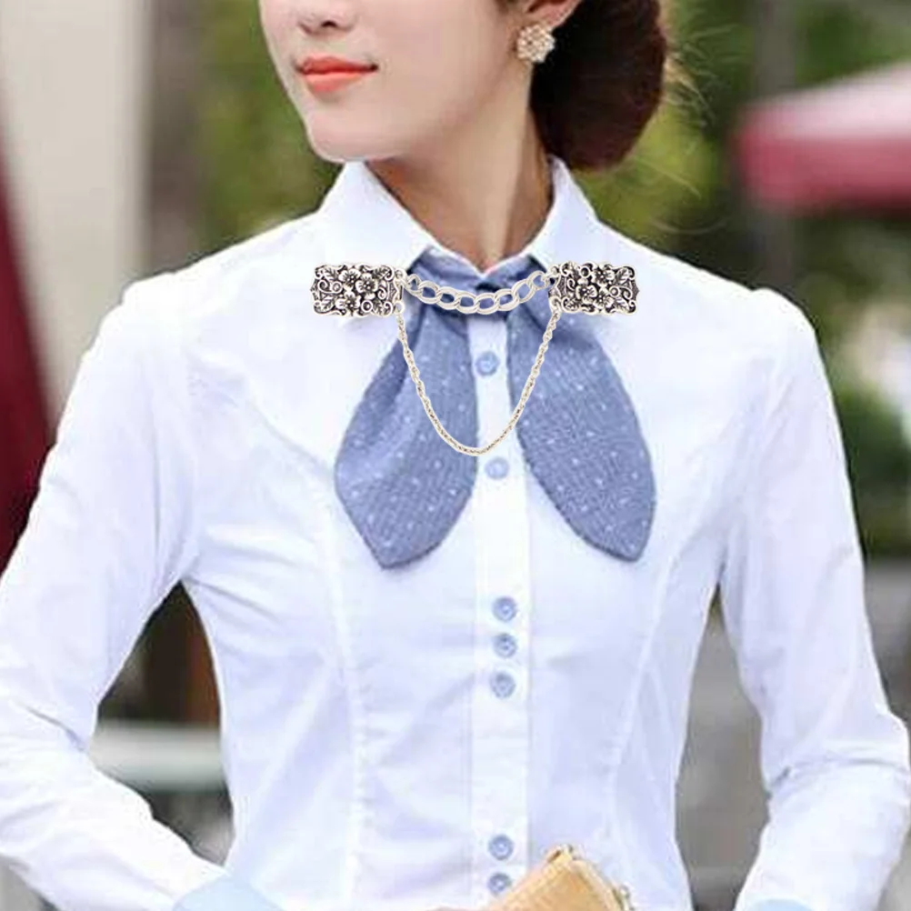 

Universal Breastpin Clip Ancient Silver Carved Temperament Men and Women Shirt Clip Collar Clip Cardigan Clip Brooch (Ancient