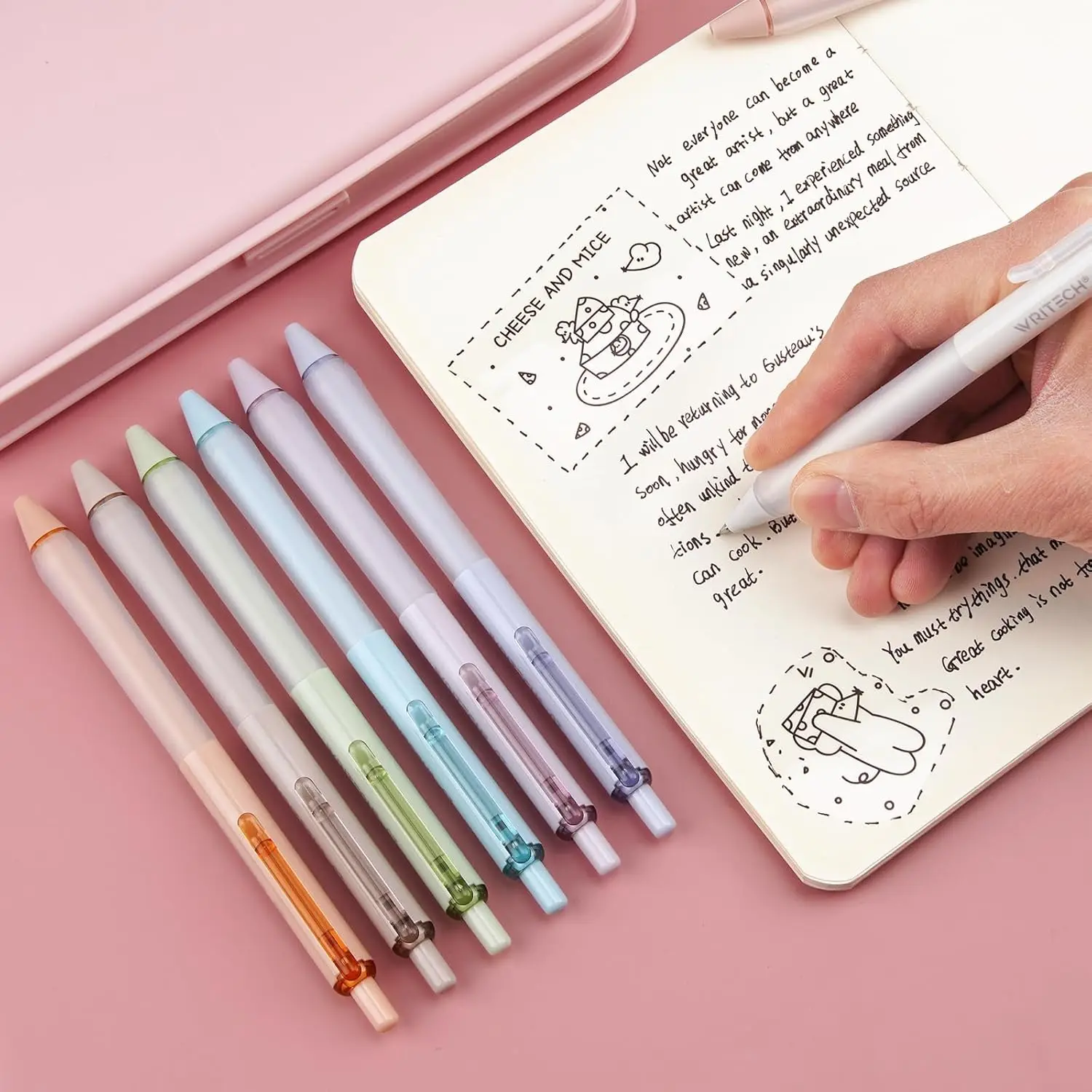 Dianshi Soft Grip Gel Ink Retractable Pen: Black Ink 0.7mm Medium Fine Pen Tip Pen Set, Ultra-Smooth Pen Tip No Bleeding Stains, 6