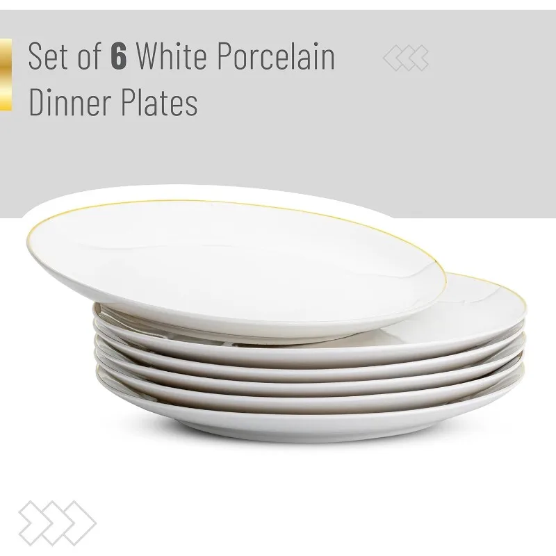 White Porcelain Dinner Plates, Set of 12, 10.5", White Dishes, Porcelain Dinner Plates, Plate Set for 12