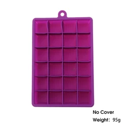 24-Hole Silicone Ice Cube Tray for Kitchen and Cocktail Use (G NO Cover Purple)