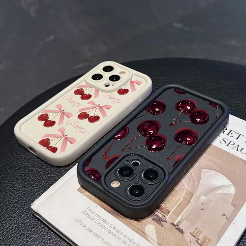 Red Bow Cherry Lichee Soft Phone Case Cover