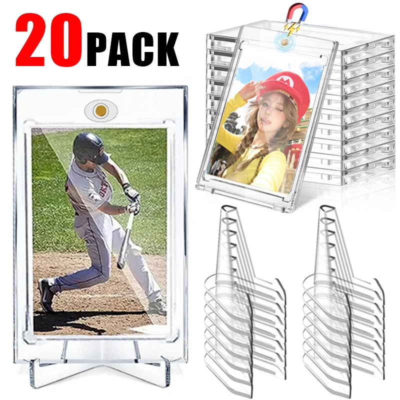 35PT Magnetic Trading Card Protector Display Stands Acrylic Card Holder Rack for Kpop Idol Game Storage Case Stand