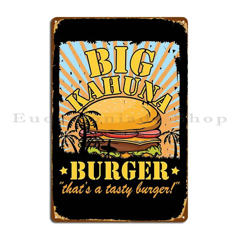 Большой металлический плакат Kahuna в виде гамбургера, забавный дизайн для кинотеатра, дизайнерский жестяной плакат