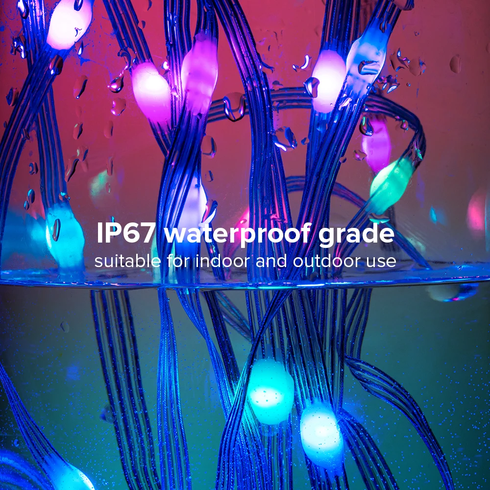 Lights String 10m DC5V WS2812B LED String Party Birthday Lights Decoration BT Music Control Room Decor Outdoor Waterproof IP67