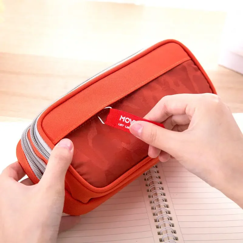 Pencil Case Double Zipper Camouflage Canvas Boys Pencil Bag School Stationery Bag Student Pen Case School Supplies Storage Bags pencil cases stationery box pen storage bag