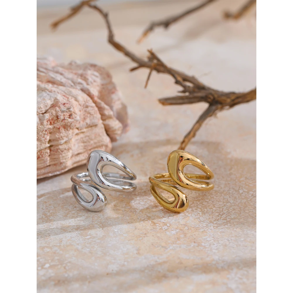 Yhpup Adjustable Ring Gold & Platinum Plated Metal Jewelry