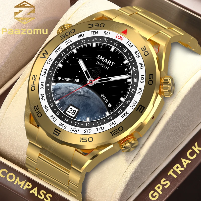 Per Huawei Ultra Mate Gold Business Smart Watch Men Nfc Gps Tracker Sport Impermeabile Bluetooth Call Smartwatch Per Android Ios