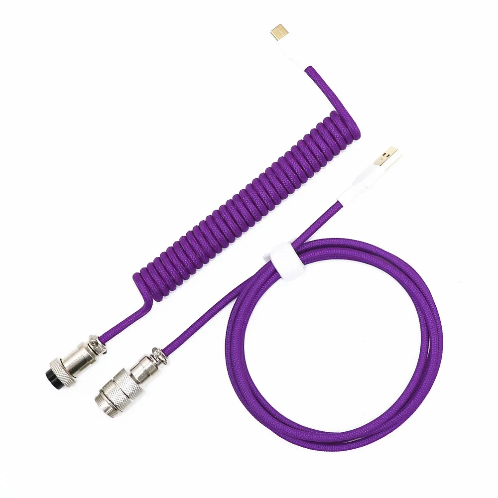 Cabo Enrolado Feito à Mão de Usb tipo c do Teclado da Bobina Mais Grosso l Forma Única Camada Sleeved Colorido Fosco Gx16 Elástico Cabo - Imagem 5