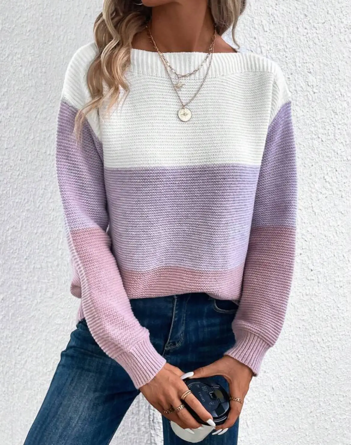 Suéteres De Cuello Barco De Gran Tamaño Para Mujer, Tops De Punto