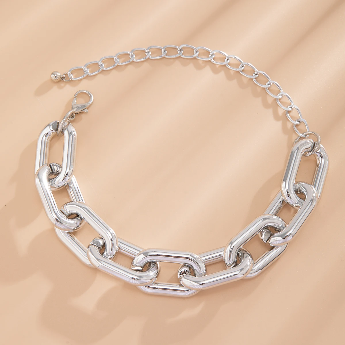 Catena Cubano Chunky Choker Argento Con Lucchetto E Ciondolo Chiave - Collana Stratificata Donna - 2