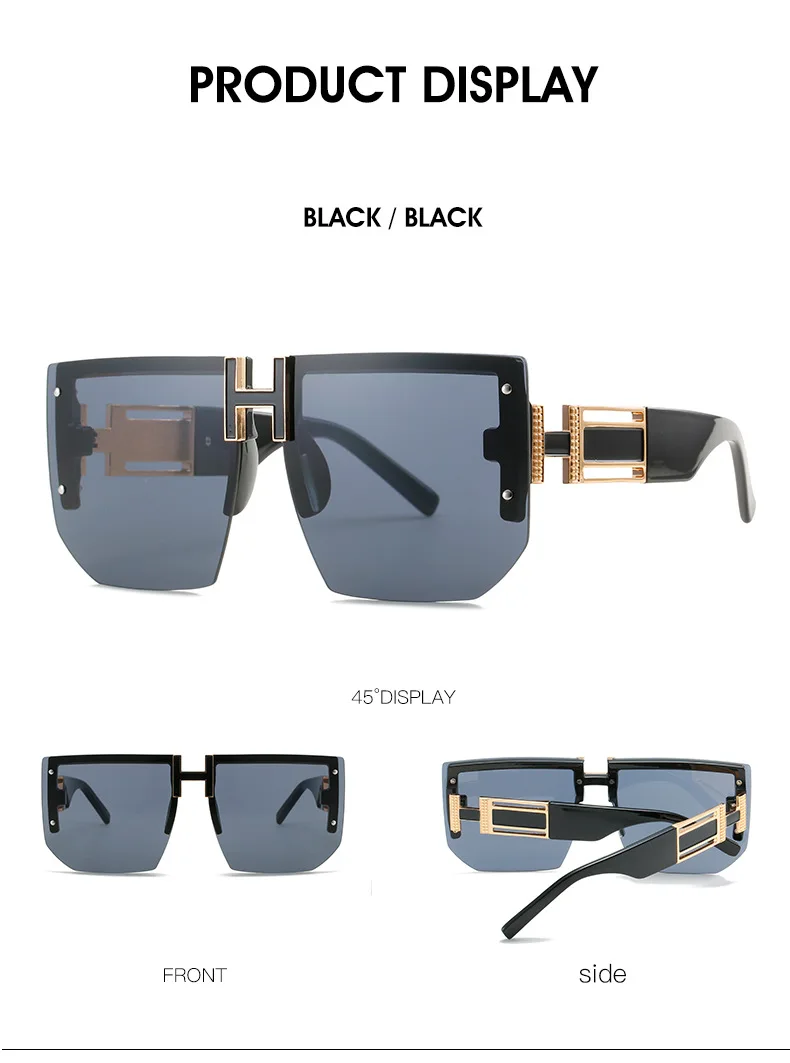 Trendy Fashion Rimless Frame Square Sunglasses Women 2022 Gradient Luxury Brand Designer Oversized Vintage Glasses ​Shades UV400 oversized square sunglasses