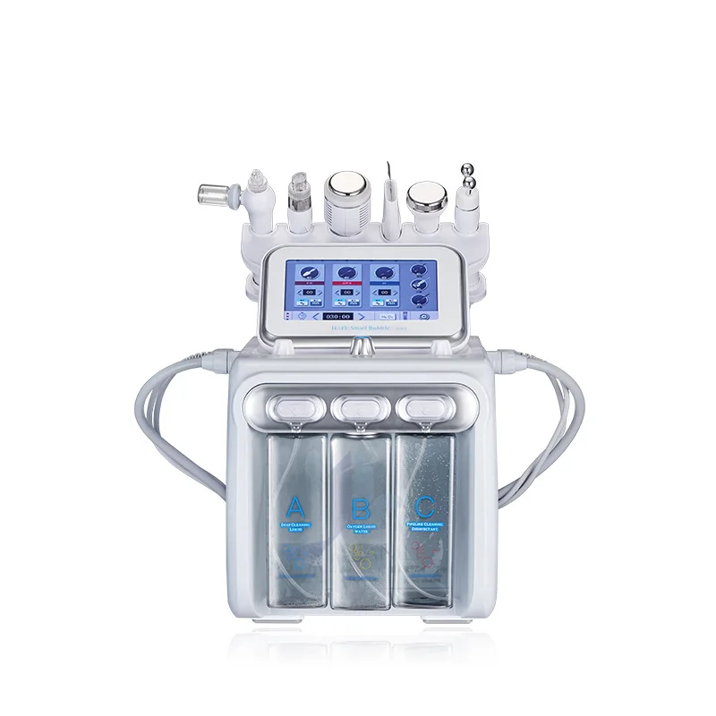 Multifunction skin care device 7 in 1 anti aging small bubble H2O2 hydrogen oxygen jet beauty machine with Led Mask
