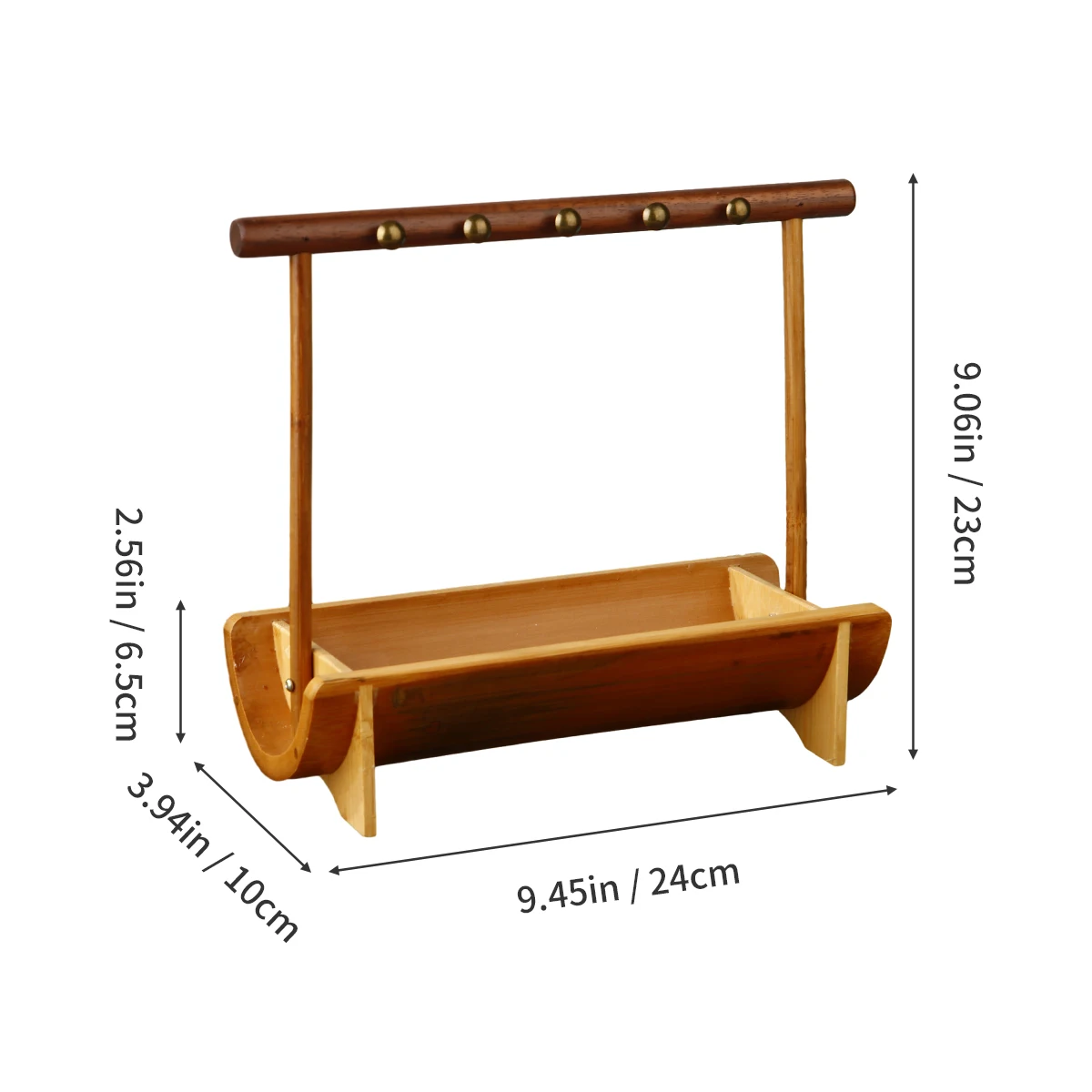 Natural Walnut Jewelry Holder Bracelet Earrings Necklace Watch Jewelry Organizer Holder Stand with Bamboo Base Rack Hanger 6