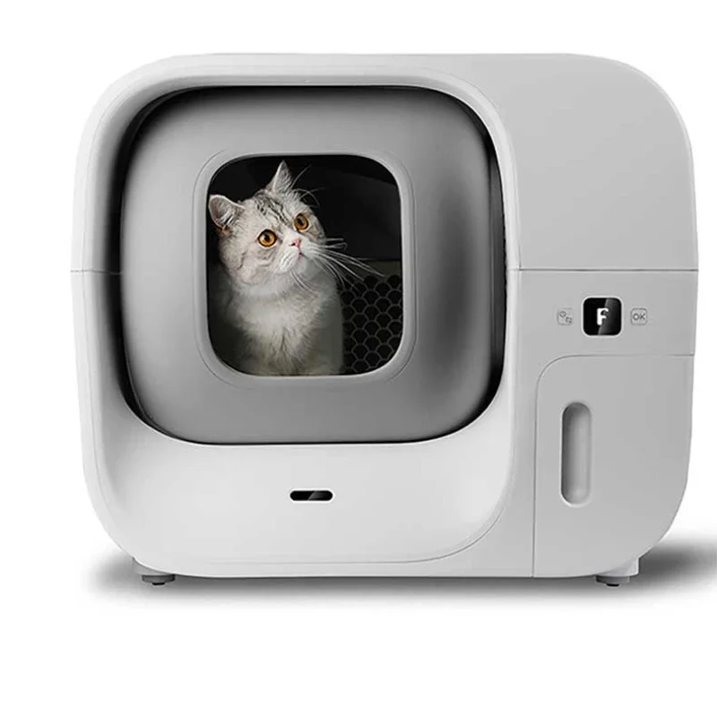 스마트 고양이 쓰레기통, 고양이 끼지 않는 대형 상자, 닫힘 방지, 완전 자동 포장, 자동 고양이 쓰레기통