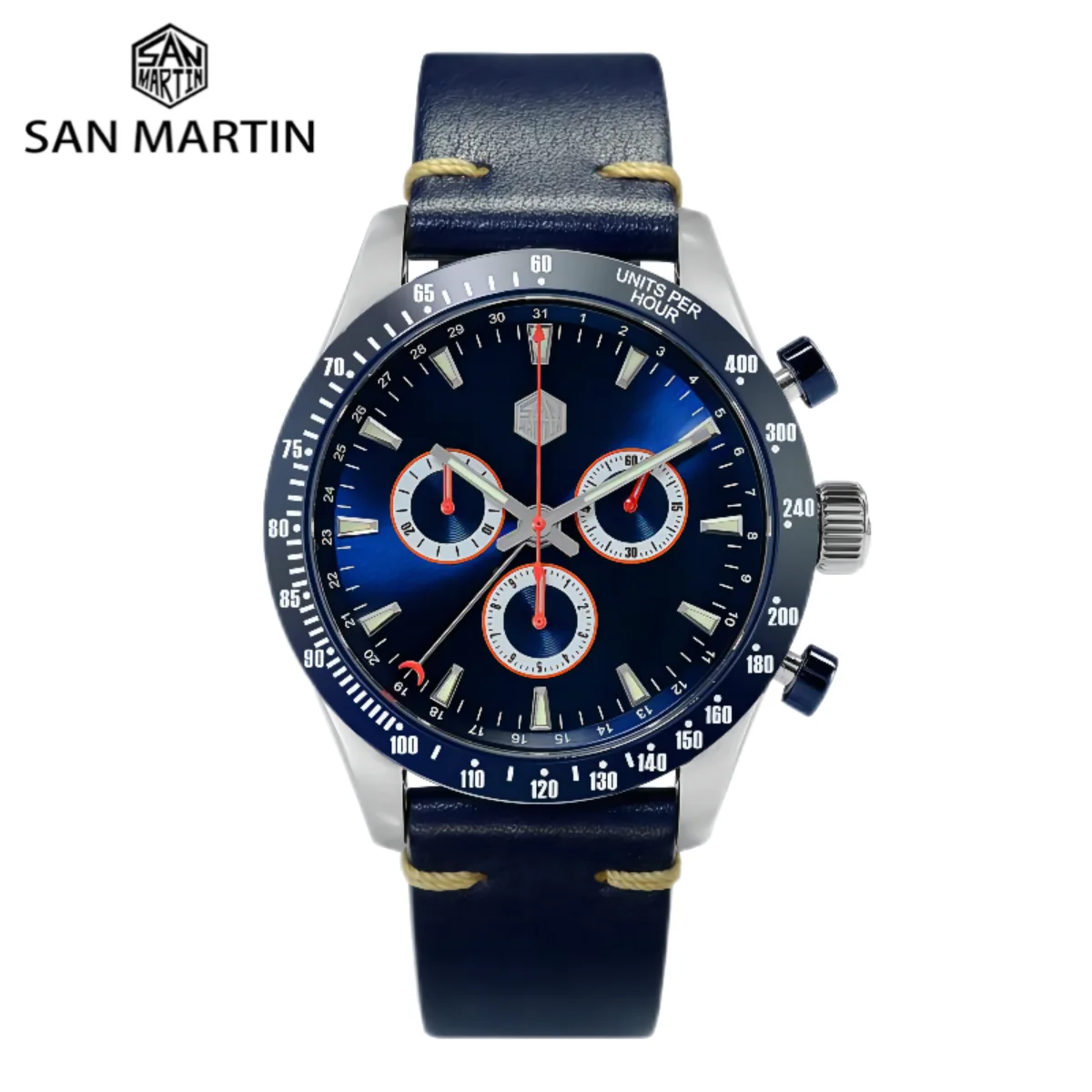 San Martin Quartz Watch For Men Watches Chronograph Business Classic Ronda 5040 F Sapphire Ceramic Bezel Luminous SN0018 olevs original quartz watch for men luxury ceramic strap men s watches moon phase waterproof luminous wristwatch reloj de hombre