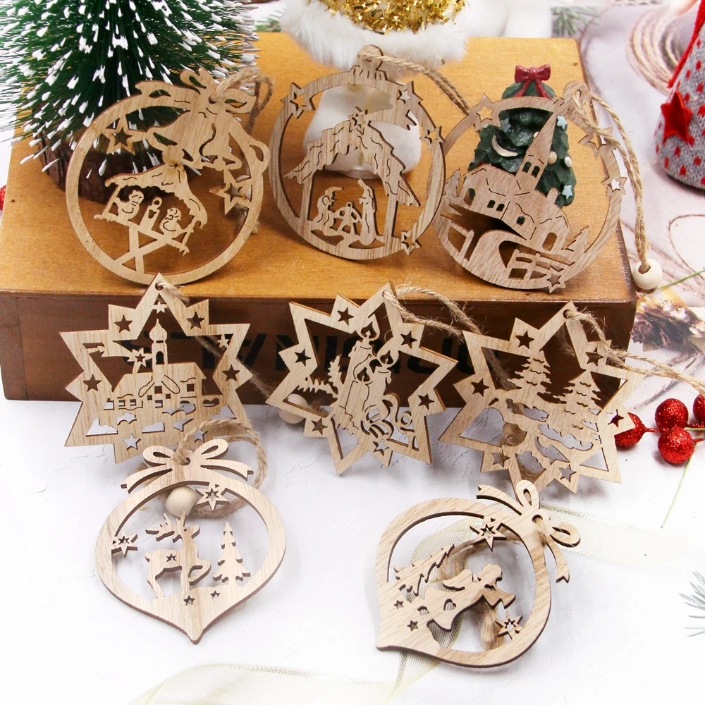 Kit Déco Noël En Bois à Peindre - 60 Pendentifs + Peinture & Accessoires - DIY Enfants & Famille