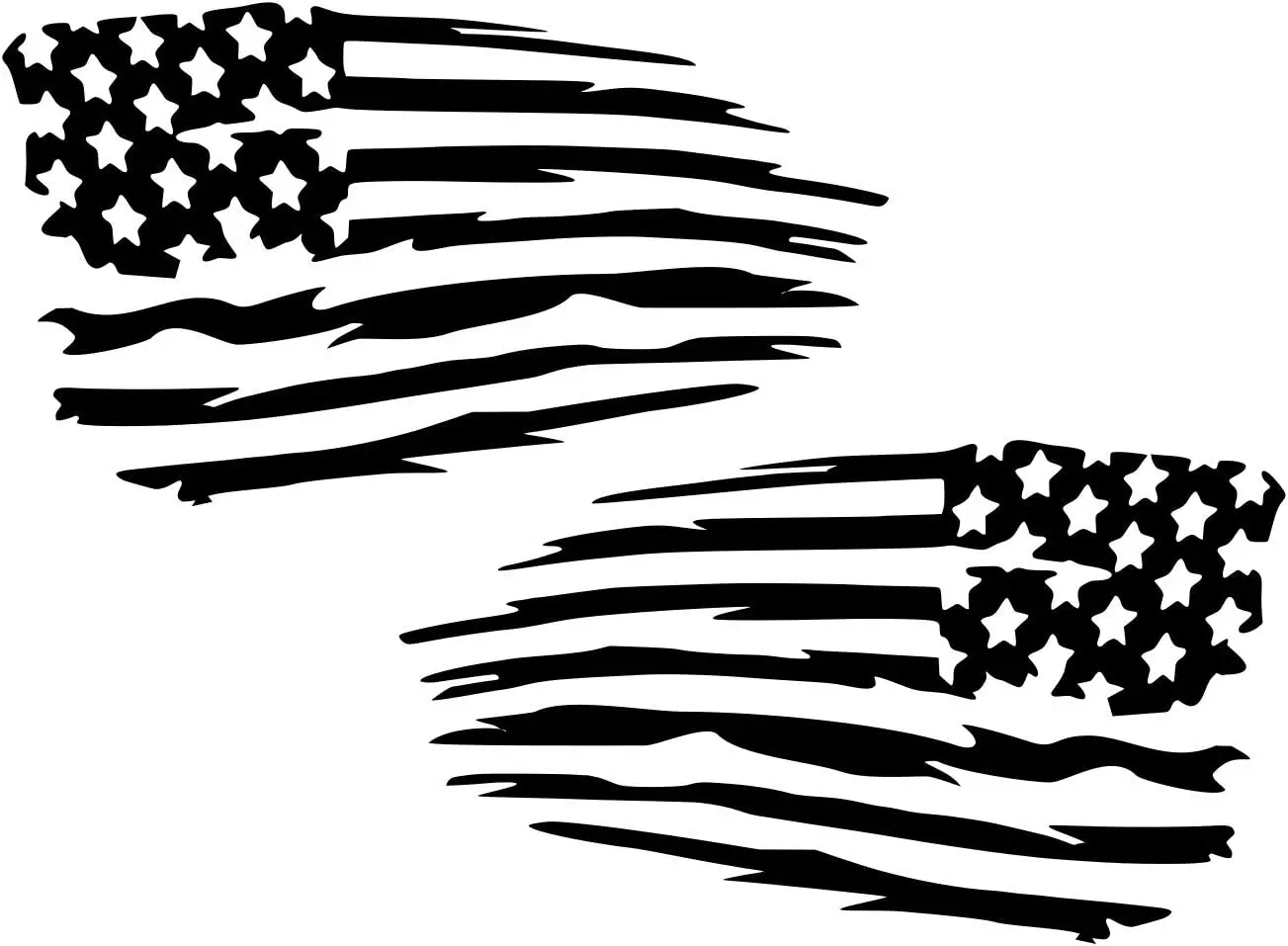 

UR Impressions Blk Mirrored Tattered American Flag 2-Pack Decal Vinyl Sticker Graphics for Cars Trucks SUV Vans Walls Windows