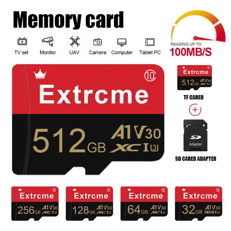 

Original Flash Memory Card Micro TF/SD Card 512GB High capacity SD Card Class10 High-Speed SD Card for PC/Smartphone/Camera
