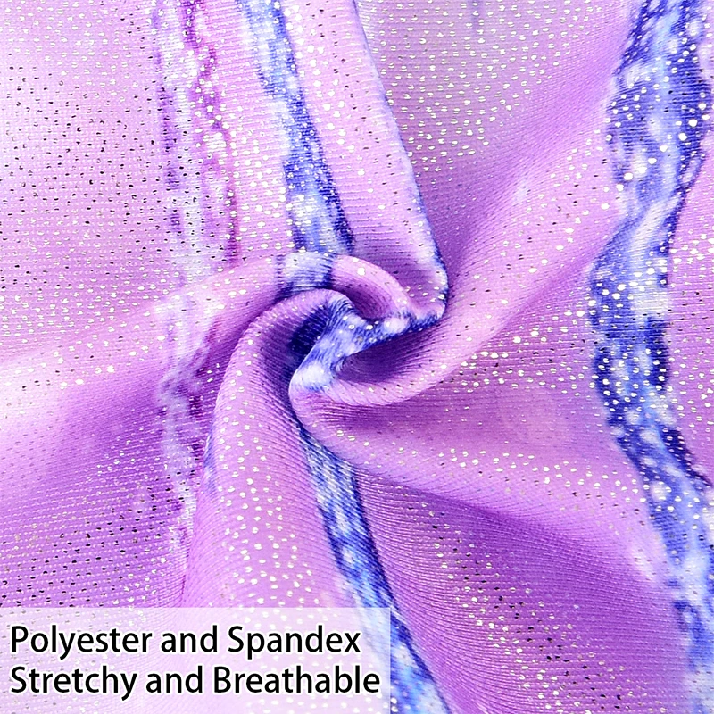Girls Four-Piece Gymnastics Leotards Fashion Print SleevelessTank Dancewear with shorts and headband children dance leotards gymnastics dancewear sets