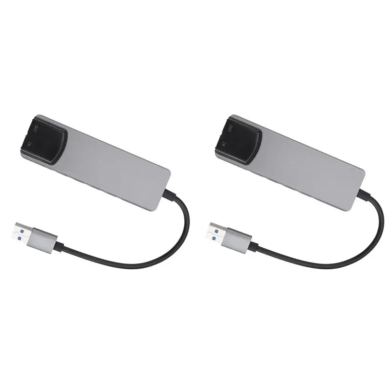 2X 6-In-1 컴퓨터 사운드 카드 5.1 USB 외부 사운드 카드 노트북용 다기..