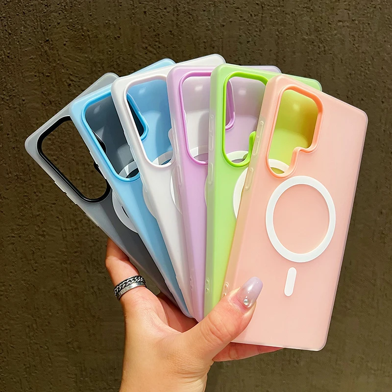 Luxury Candy Magsafe Wireless Charging Matte Phone Case with Magnetic Bumper Cover