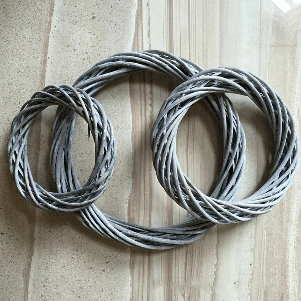 20 cm/25 cm/30 cm Weihnachten Rattan Ring Kranz Wicker Rebe Girlande Hängen Hochzeit Grau Kranz Kindergarten Fotografie Dekoration – Detail 20