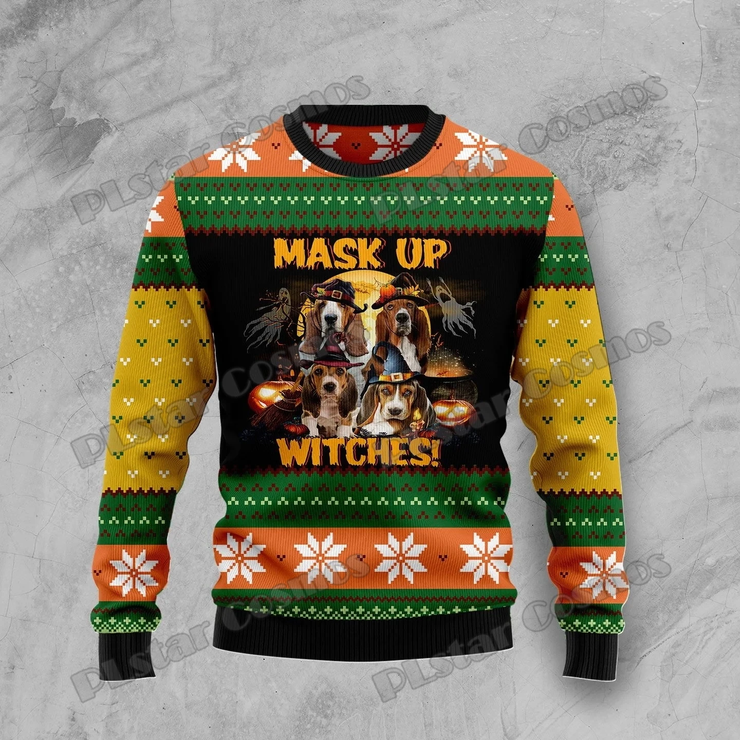 PLstar Cosmos Black Cat Halloween 3D Printed Men's Ugly Christmas Sweater Winter Unisex Casual Knit Pullover Sweater ZZM22