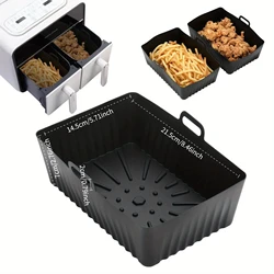 Premium Reusable Silicone Air Fryer Tray - Non - Stick Baking Basket Liner (1PC 21x14cm Black)