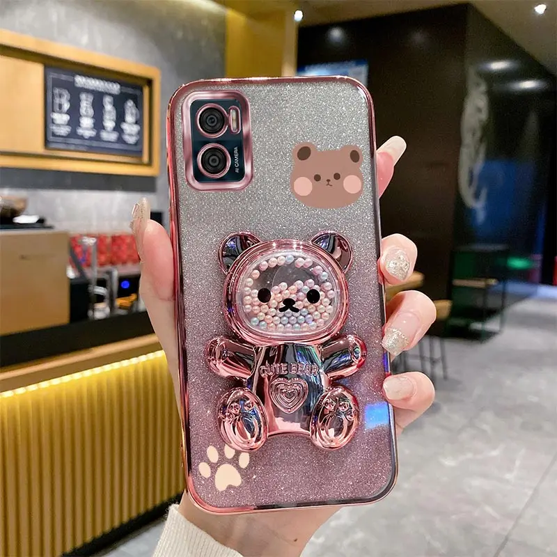 Glitter Bling Bear Phone Holder Case with Stand