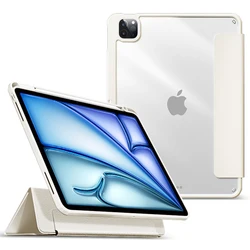 Premium Protective Tablet Case with Pencil Holder and Detachable Magnetic Cap for Pro 12.9 2022 2021 (Cream White)