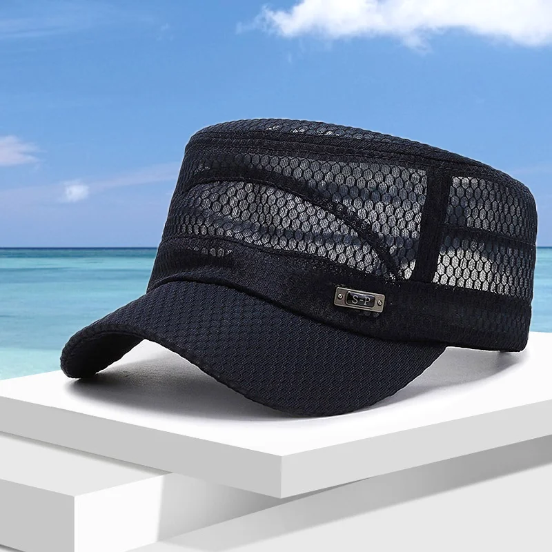 Flat Hats Men Women's Summer Flat Top Baseball Caps Male Outdoor Sun Cap Breathable Mesh Hat Casquette Adjustable sports sun hats