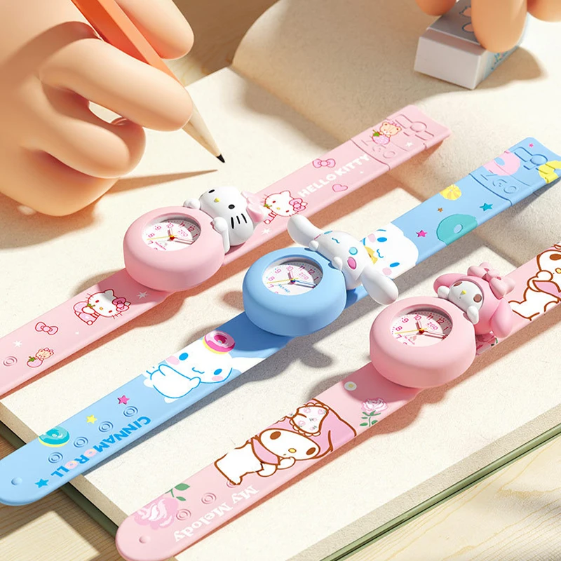 

Kawaii Sanrio Hello Kitty My Melody Cinnamoroll Watch Anime Figure Student Ruler Watch Luminous Water Proof Toy Watch Kids Gift