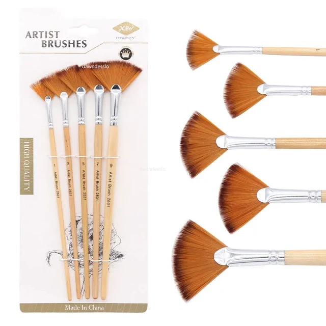 Bristle Fan shape Gouache Paint Brush Long Handle Professional Artist Oil Acrylic  Painting Brush Set For Painting Art Supplies - AliExpress