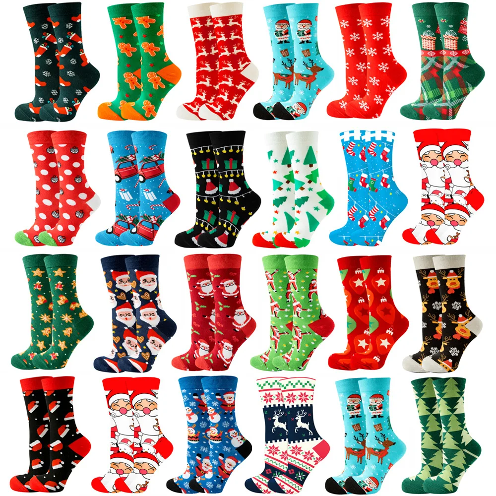 

Merry Christmas Socks Women's Christmas Socks Interesting Santa Claus Snowflake Elk Cotton Crew Men's New Year Interesting Soken