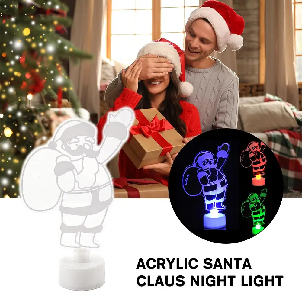 

Merry Christmas Acrylic Santa Claus LED Night Light Xmas High Brightness Gift Transparent Furnishings Home Children's 1pcs E3K7